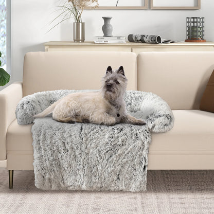 Plush Calming Dog Couch Bed with Anti-Slip Bottom 