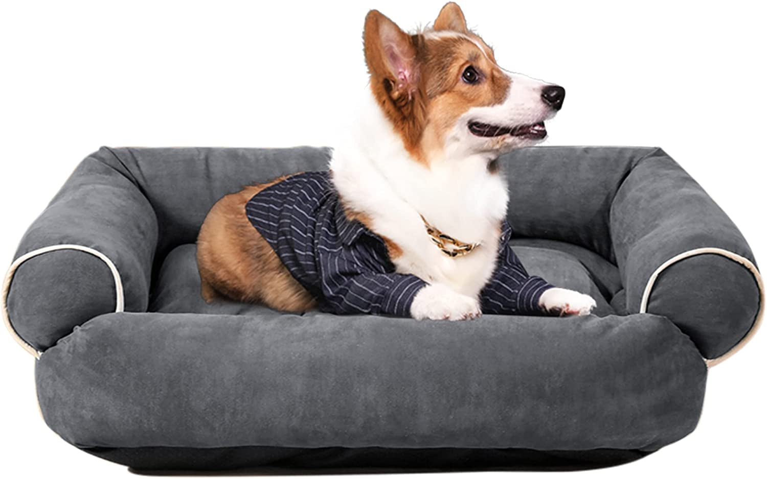 Large Orthopedic Dog Bed,3D Sponge Dog Sofa Bed,Luxury Dog Bed Pet Cat Cushion Dog Pillow Bed, Dog Cuddler Sleeping Bed for Large Medium Small Dogs Cats Pets Washable Beds（Small Grey）