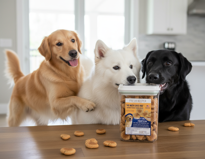 Much Loved Dog Peanut Butter Training Reward Treats - ECO Set (Filled Fresh Keeper +1 Refill)