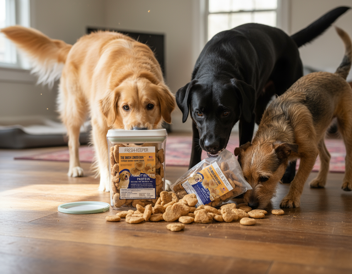 Much Loved Dog Peanut Butter Training Reward Treats - ECO Set (Filled Fresh Keeper +1 Refill)